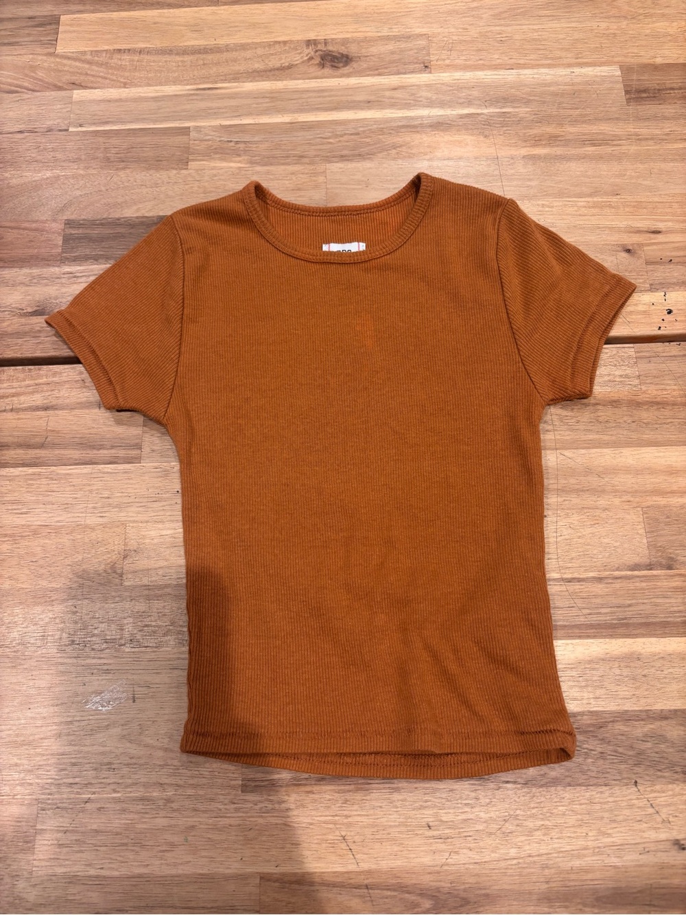 BDG Rust Orange Ribbed Short Sleeve Tee SZ XS.